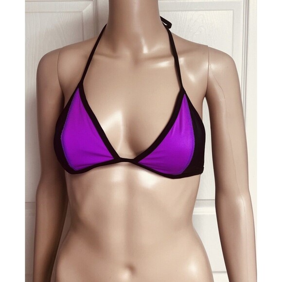 Victoria’s Secret Pink Color block Magenta And Black Bikini Top Medium - Picture 1 of 6